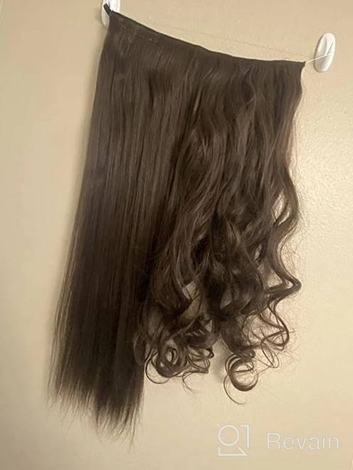 img 1 attached to 👩 20 Inch REECHO Black Brown Hairpiece - Curly Wavy Invisible Wire Extensions with Transparent Headband, Adjustable Size and Secure Removable Clips for Women review by Don Devine