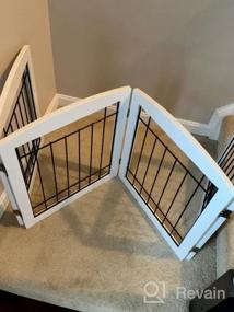 img 7 attached to PAWLAND Wire Free Standing Pet Gate For Dogs, Foldable Dog Safety Fence Indoor Doorway Stairs 80" Wide 24" Height 4 Panels White
