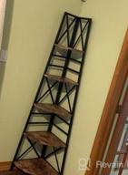 img 1 attached to Rustic Brown 5-Tier Corner Bookshelf: Industrial Style With Vintage Wood Look, Metal Frame Etagere Bookcase For Home Office Display Organization, Freestanding Tall Ladder Shelf Accent review by Cheri Greene