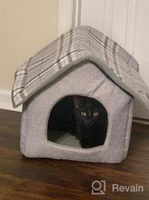 img 6 attached to Gray Cozy Pet Bed House Cave Sleeping Nest For Cats And Small Dogs By Hollypet