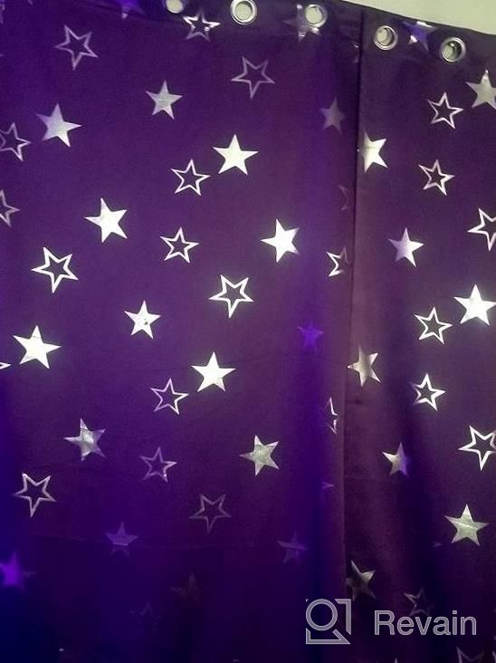 img 1 attached to 🌙 Anjee Kids Navy Blue Stars Blackout Curtains, 45 Inches Length, Silver Foil Print Room Darkening Window Curtain, Thermal Insulated Grommet Drapes, 2 Panels, Navy Blue, 52x45 Inches review by Bryan Crayton
