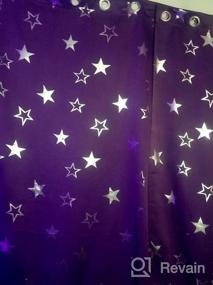 img 6 attached to 🌙 Anjee Kids Navy Blue Stars Blackout Curtains, 45 Inches Length, Silver Foil Print Room Darkening Window Curtain, Thermal Insulated Grommet Drapes, 2 Panels, Navy Blue, 52x45 Inches