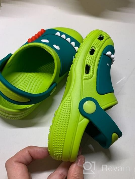 img 1 attached to 🦕 Adorable RJVW Dinosaur Slippers for Toddlers: Comfortable Cartoon Boys' Shoes in Clogs & Mules review by Kenny Sanchez