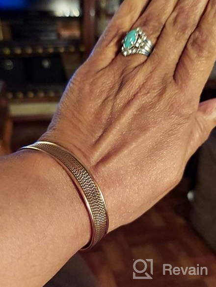 img 1 attached to Handcrafted Healing Copper Bracelet for Women and Men - Peace, Chakra Yoga Meditation, Mantra Jewelry Cuff by Touchstone India review by Damion Pasquale
