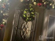 картинка 1 прикреплена к отзыву 9-футовая рождественская гирлянда с пуансеттией и огнями, сосновыми шишками, ягодными гроздьями, таймером 8 режимов, искусственными рождественскими украшениями для двери, мантии, камина, окна, лестницы от Josh Lockhart