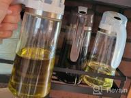 img 1 attached to 🍶 Marbrasse Auto Flip Olive Oil Dispenser Bottle - 20 OZ Leakproof Condiment Container with Automatic Cap and Stopper - Non-Drip Spout - Non-Slip Handle - Ideal for Kitchen Cooking - 2 Pack (White+ Brown) review by Kevin Vanlaere