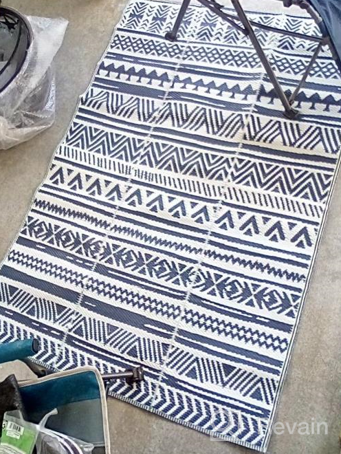 img 1 attached to Transform Your Outdoor Space With HiiARug 9'X12' Reversible Patio Rug For RV, Camping, And Beach review by Joseph Quade