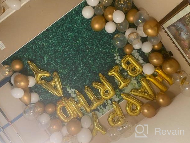 img 1 attached to 16 Ft White, Gold & Confetti Balloon Garland Arch Kit - 168 Pieces With Tropical Palm Leaves Greenery For Baby Shower Decorations, Wedding, Bachelorette, Engagement Party, Birthday Anniversary review by Aaron Martin