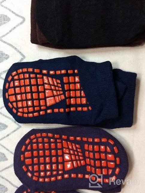 img 1 attached to 🧦 Premium Non-Slip Indoor Trampoline Socks: Stay Safe and Comfortable with Sticky Grip Floor Anti-Skid Socks, Yoga Rubber Bottom, and Breathable Cotton Material - 4 Pairs review by Sick Yeldell