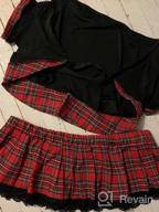 img 1 attached to JuicyRose Plus Size School Girl Outfit Lingerie, Cosplay Baby Doll Set With Tie Top And Mini Skirt (T012,Black,2XL) review by Robert Mulrooney