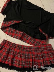 img 6 attached to JuicyRose Plus Size School Girl Outfit Lingerie, Cosplay Baby Doll Set With Tie Top And Mini Skirt (T012,Black,2XL)