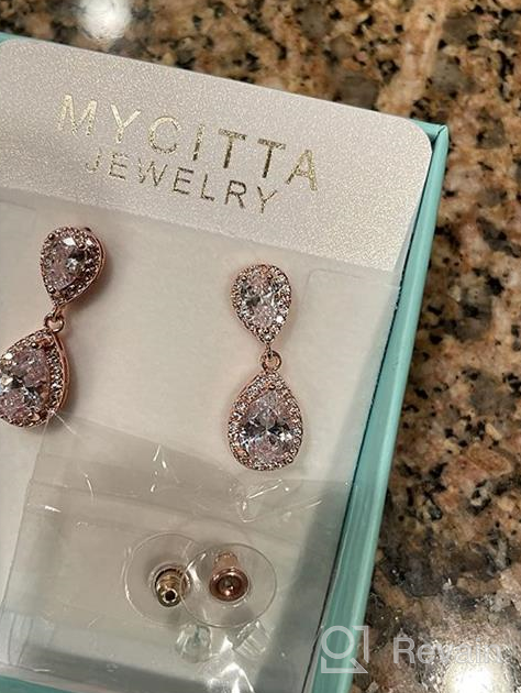 img 1 attached to 💎 Pave Teardrop Earrings: Sterling Silver Double Pear CZ Crystal Rhinestone Bridal Jewelry for Wedding review by Yadira Hernandez