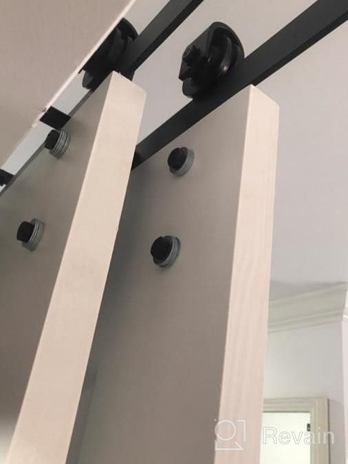 img 1 attached to 🚪 ZEKOO Low Ceiling Wall Mount Double Track Bypass Barn Door Hardware Kit - Ideal for Closet Double Wooden Doors (4FT Bypass) review by Sean Tops