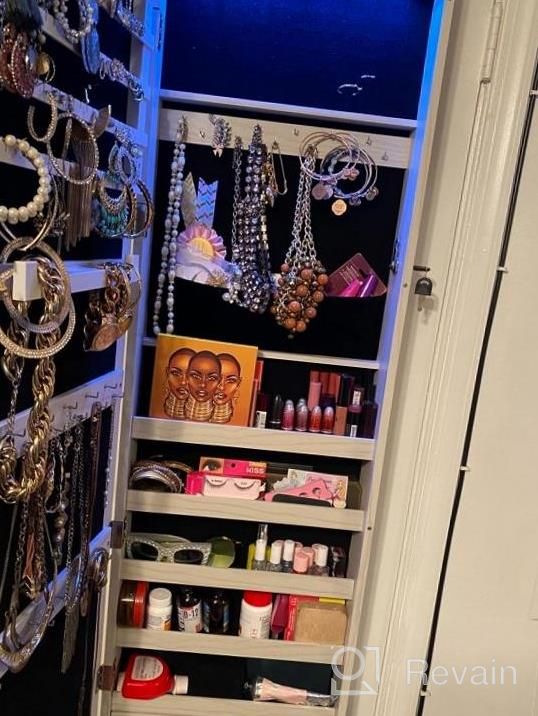 img 1 attached to Lockable Jewelry Armoire With Mirror For Door And Wall, Over-The-Door Cabinet Organizer With Storage For Necklaces, Earrings, Rings - Perfect Valentine'S Day Gift review by Sandra Johnson