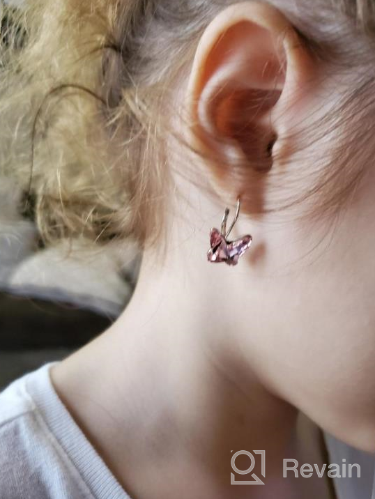 img 1 attached to 🦋 EleQueen Sterling Silver Butterfly Love Hoop Huggie Stud Earrings: Brilliant Austrian Crystal Decorations! review by Kyle Hong