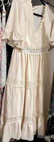 img 7 attached to Women'S Summer Boho Midi Dress V-Neck Lace Trim Ruffle Sleeve Elastic Waist Tiered With Pockets