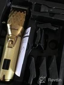 img 8 attached to Полированное золото Комплект беспроводных профессиональных машинок для стрижки волос AmeriLuck: цифровой дисплей состояния батареи и зарядка от USB, продолжительная работа на 300 минут.