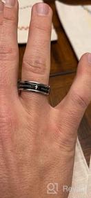img 7 attached to ✝️ ALEXTINA 7MM Черные нержавеющие стальные кольца с библейскими стихами: Исаия 41:10 Иисус 1:9 - идеальные христианские вращающиеся обручи для свадеб, размер с 6 по 12