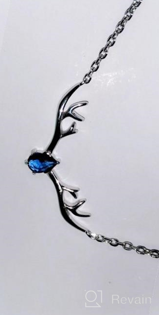 img 1 attached to Sterling Silver Antler Deer/Cat/Halo Birthstone Pendant Necklace For Women Teen Girls review by John Galbraith