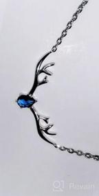img 5 attached to Sterling Silver Antler Deer/Cat/Halo Birthstone Pendant Necklace For Women Teen Girls