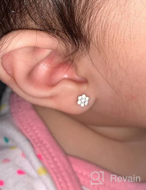 img 1 attached to 925 Sterling Silver 5mm Multicolored CZ Flower Screw Back Earrings for Young Girls - Delicate Floral Screw Back Earrings for Infants, Toddlers - CZ Flower Studs with Secure Screw Back Locking for Children review by Ashley Perez