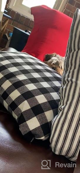 img 1 attached to Farmhouse Checker Plaid Gingham Throw Pillow Covers - Set Of 2 Classic Rustic Decorative Cushion Cases In Coffee And White - Square Pillowcases Measuring 18 X 18 Inches (45 X 45 Cm), By Phantoscope review by Craig Sethuraman