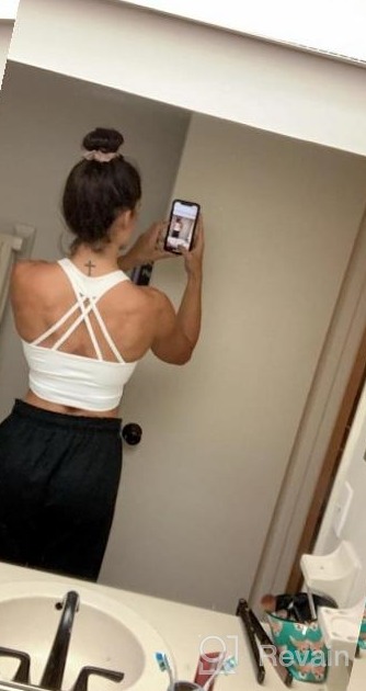 img 1 attached to Strappy Racerback Yoga Sports Bra With Longline Crop Top, Wirefree Pads, And Medium-Impact Support For Women By TrainingGirl - Ideal For Workouts And Fitness Enthusiasts review by Kenneth Harris