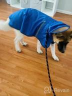img 1 attached to Waterproof Dog Raincoat With Adjustable Belly Strap, Leash Hole & Reflective Strip - Lightweight Breathable Hoodie Jacket For Medium Large Dogs - Easy To Wear review by Tim Crowder