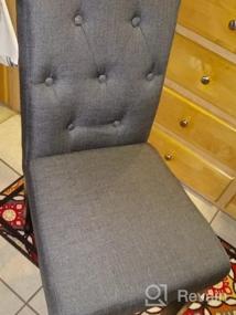 img 5 attached to NOBPEINT Обеденный стул из ткани с ножками из массива дерева, набор из 4 шт., серый
