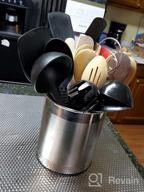 img 1 attached to Large Stainless Steel Utensil Organizer With Removable Divider And 360° Rotation - Weighted Base For Stability - Easy Clean Kitchen Utensil Crocks By Hillbond review by Adam Jauregui