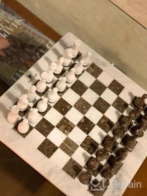 img 1 attached to Large Handmade Weighted Marble Chess Set In White And Grey Oceanic Design - Perfect For Adults, Tournament Play, And Ambassador Gifts review by Steven Barbon