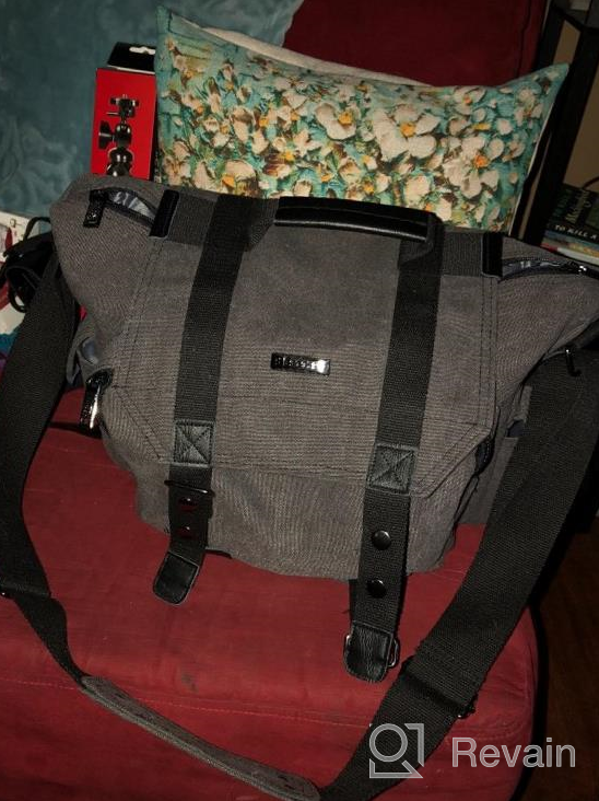 img 1 attached to 📷 Evecase Large Canvas Messenger SLR/DSLR Camera Bag with Rain Cover – Ideal for Digital Cameras, Laptops, and Accessories – Gray review by Jason Peterson