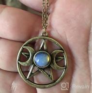 img 1 attached to Stunning LUX ACCESSORIES Double Crescent Moon Pentagram Blue Opal Necklace: Elegant Symbol of Mystical Beauty review by Ruby Thomas