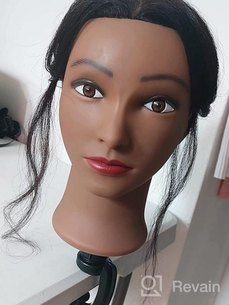 img 1 attached to Real Hair Mannequin Head For Styling, Training, And Cosmetology Practice - Hairginkgo 100% Human Hair Manikin Head With Clamp Stand For Dyeing, Cutting, And Braiding (2019B0214) review by Cameron Badoni