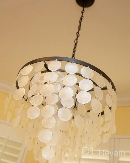 img 1 attached to Coastal 5 Light Pendant Chandelier ALICE HOUSE 18.2" White Shell, Brown Finish For Dining Room, Kitchen Island Foyer Entrance Living Room AL1701-P5 review by Matthew Harris