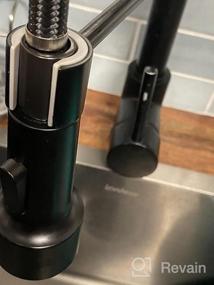 img 6 attached to Современный кухонный смеситель с одной рукояткой и низким содержанием свинца - выпускающий спрей OWOFAN из черного и матово-никелированного меди.