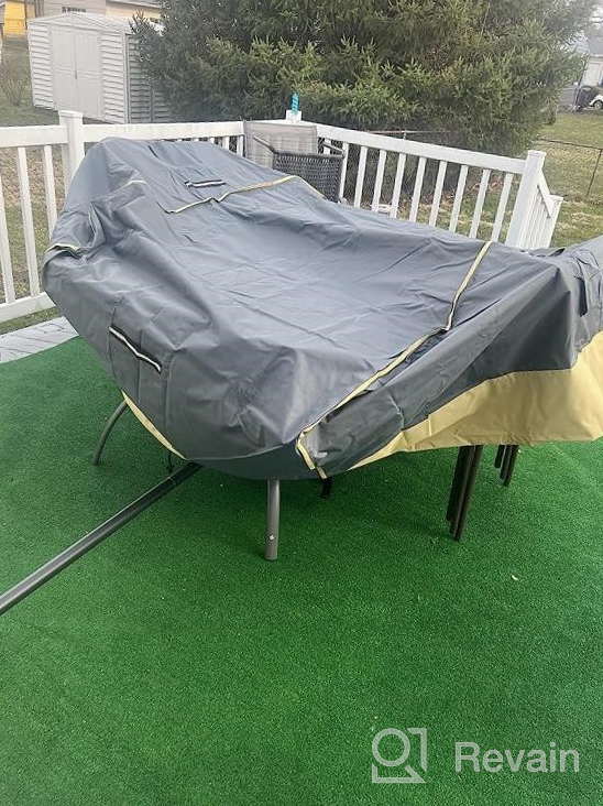 img 1 attached to Outdoor Patio Table Cover 90" L X 60" W X 28" H Waterproof & Heavy Duty 600D Tough Oxford Cloth Rectangular Furniture Covers For Dining Set review by Isaac Morales