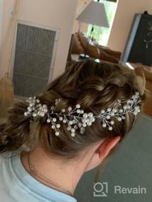 img 6 attached to Аксессуары для волос с серебряными кристаллами для свадеб - Edary Wedding Pearl Hair Vines Свадебные цветочные головные уборы