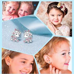 img 3 attached to Unicorn Earrings For Girls Hypoallergenic Birthday Christmas Back To School Jewelry Gift 2-12 Years Old Shonyin