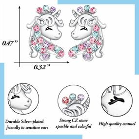 img 2 attached to Unicorn Earrings For Girls Hypoallergenic Birthday Christmas Back To School Jewelry Gift 2-12 Years Old Shonyin
