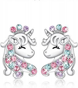 img 4 attached to Unicorn Earrings For Girls Hypoallergenic Birthday Christmas Back To School Jewelry Gift 2-12 Years Old Shonyin