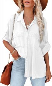 img 4 attached to Stylish Office-Ready Blouse: AlvaQ Womens Button Down V Neck Shirts Long Sleeve Tops