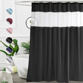 img 4 attached to Transform Your Bathroom With UFRIDAY Black And White Shower Curtain - 72X72 Inch, Machine Washable Fabric With Mesh Top Window!