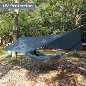 img 3 attached to COMMOUDS Lightweight Camping Tarp, Waterproof Hammock Rain Fly Tarp, 11X9FT, Premium Ripstop Nylon Plaid Tent Footprints for Backpacking, Camping, Hiking and Outdoor Adventures