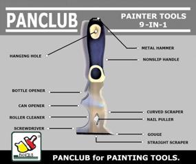 img 3 attached to Скребок для краски PANCLUB 9-в-1, 2 инструмента для рисования, прямой скребок, изогнутый скребок, очиститель малярного валика, консервный нож, долото, съемник для гвоздей, отвертка, открывалка для бутылок, молоток