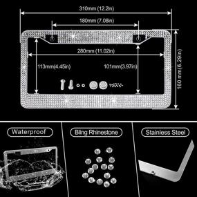 img 2 attached to 💎 Bling Car Accessories Set for Women: MAIMEIMI Rhinestone Decor Kit with Bling Steering Wheel Cover, License Plate Frame, Crystal Car Holder, Car Charger, and More - 14pcs