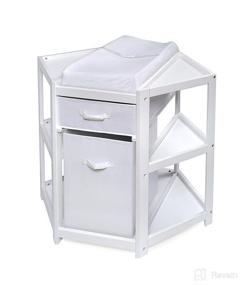 img 4 attached to 👶 Multi-functional Baby Changing Table with Diaper Corner, Pad, Hamper, and Basket