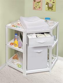 img 1 attached to 👶 Multi-functional Baby Changing Table with Diaper Corner, Pad, Hamper, and Basket