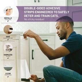 img 2 attached to 🐾 CLAWGUARD Cat Training Tape Strips - Clear, Double Sided Anti-Scratch 12x4 Strips for Furniture, Sofas, Drapes, Screens & More - Deters Cats from Scratching, Clawing, or Jumping