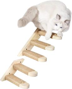 img 4 attached to 🐱 EZMeetU 2 Pack Cat Climbing Shelf Wall Mounted - 5 Steps Stairway with Sisal Rope Scratching for Cats - Perch Platform, Furniture, and Stairs Ladder - Reversible Direction